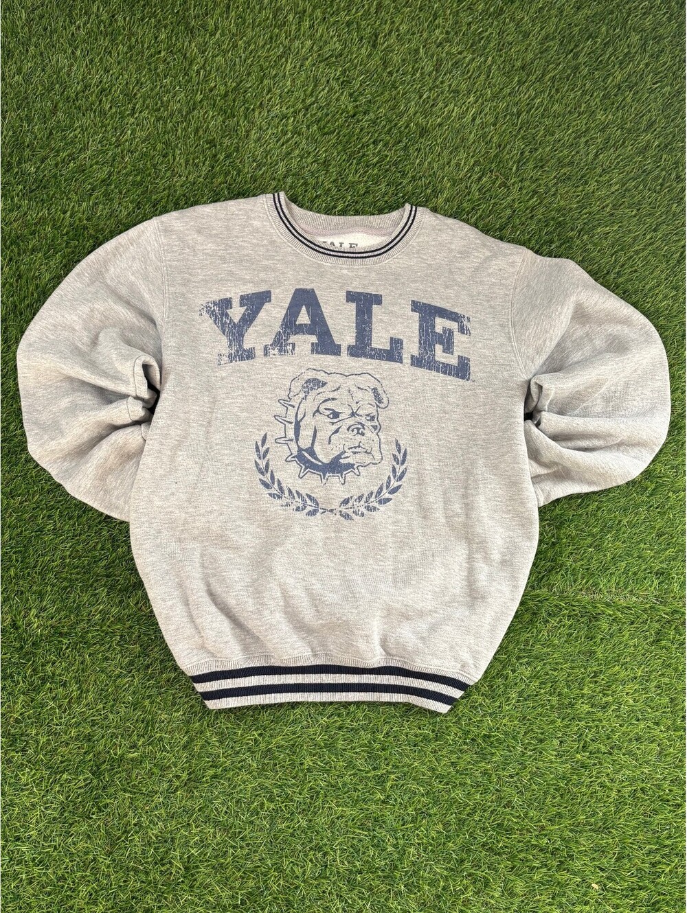 Yale University Crewneck Sweatshirt Gray Cotton Mens Size S
